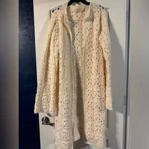 Beige Hand Knit Granny Squares Jacket